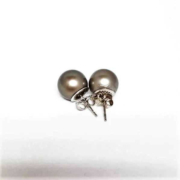 10MM Black South Sea Pearl Stud Earrings