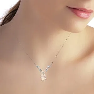 12.27 Carat 14K Solid White Gold Necklace Diamond Briolette White Topaz