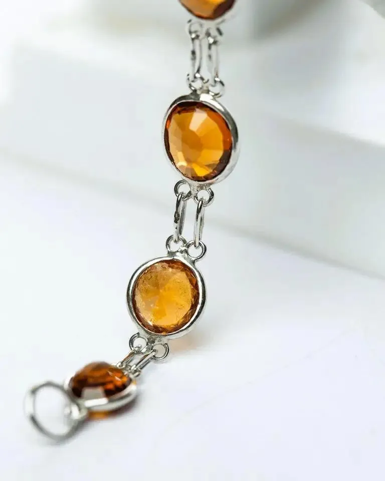 13ctw Natural Brown Orange Hessonite Garnet Tennis Bracelet
