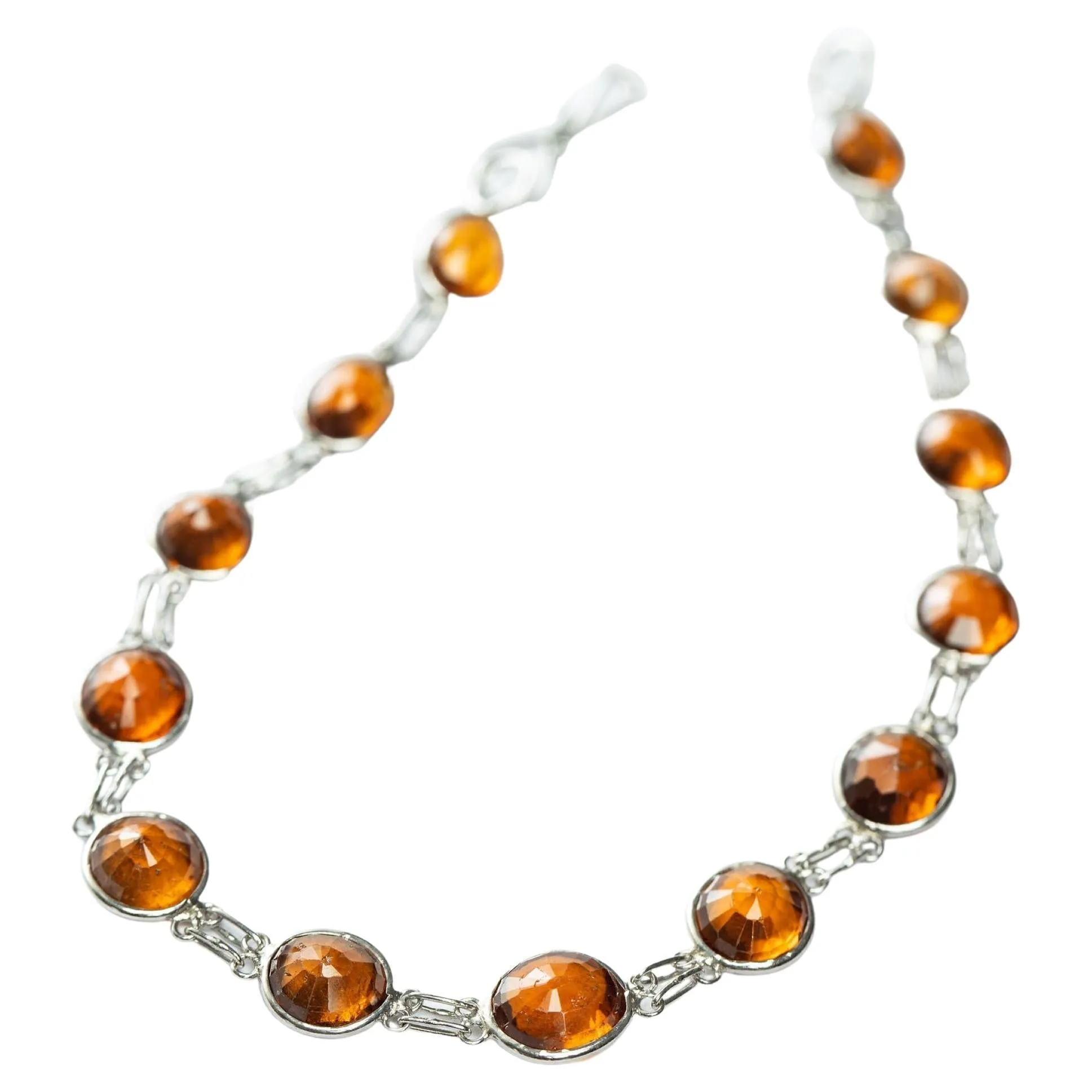 13ctw Natural Brown Orange Hessonite Garnet Tennis Bracelet