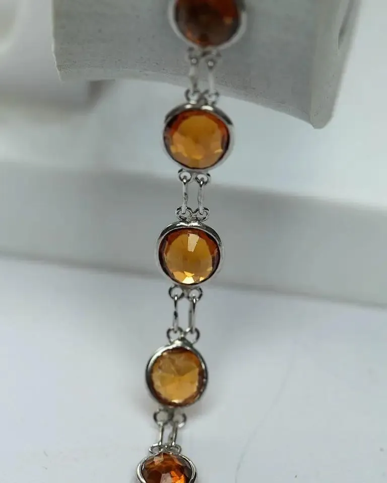 13ctw Natural Brown Orange Hessonite Garnet Tennis Bracelet