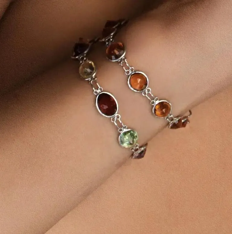 13ctw Natural Brown Orange Hessonite Garnet Tennis Bracelet