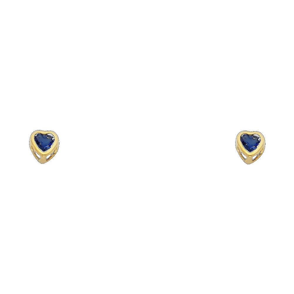 14K 3MM HEART CZ BIRTH STONE STUD EARRINGS