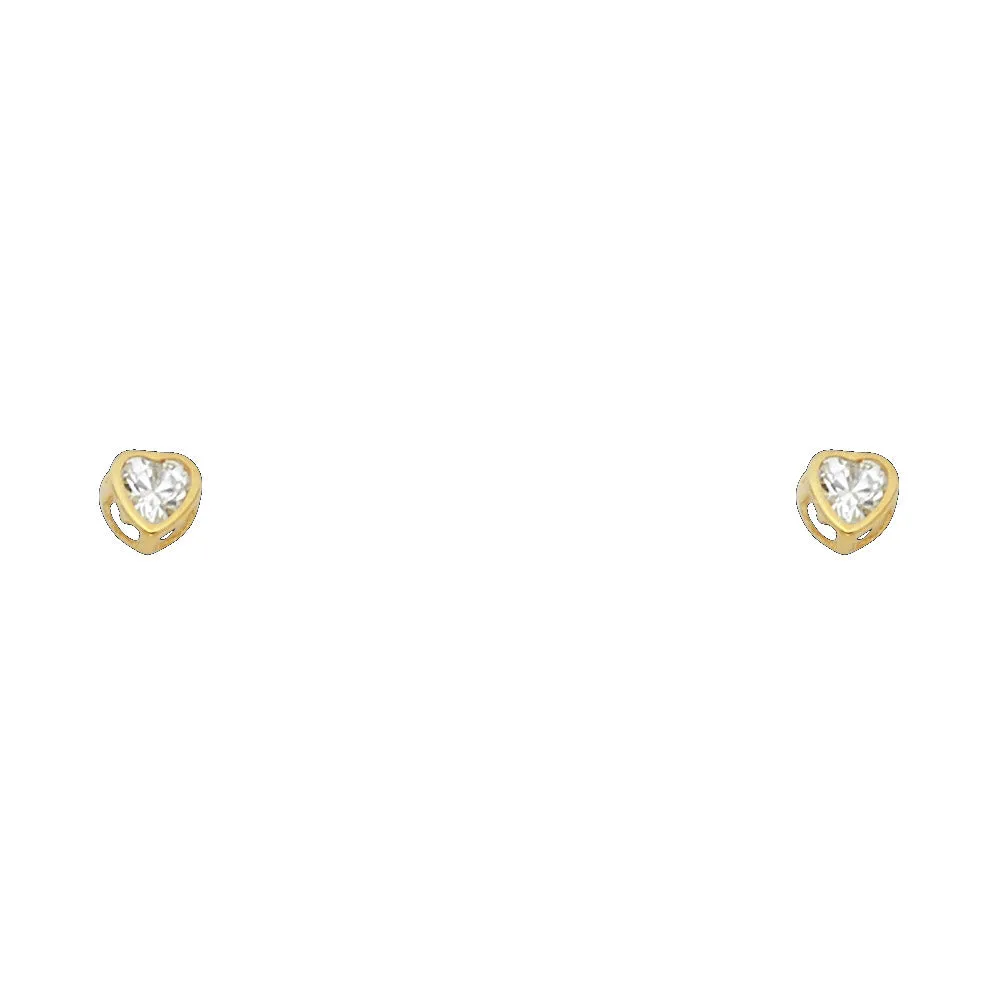 14K 3MM HEART CZ BIRTH STONE STUD EARRINGS