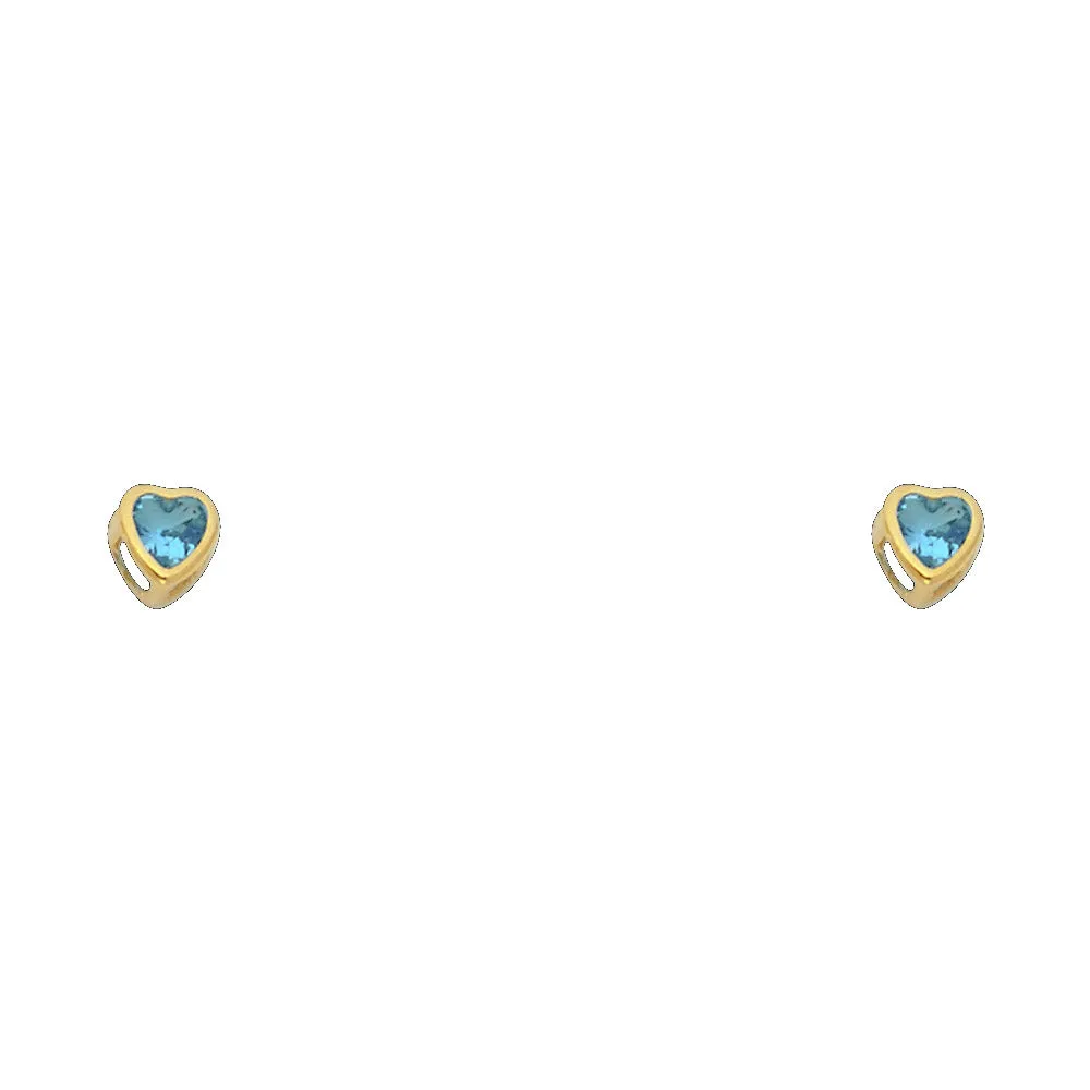 14K 3MM HEART CZ BIRTH STONE STUD EARRINGS