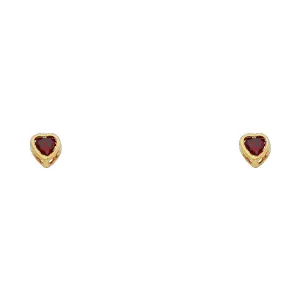 14K 3MM HEART CZ BIRTH STONE STUD EARRINGS