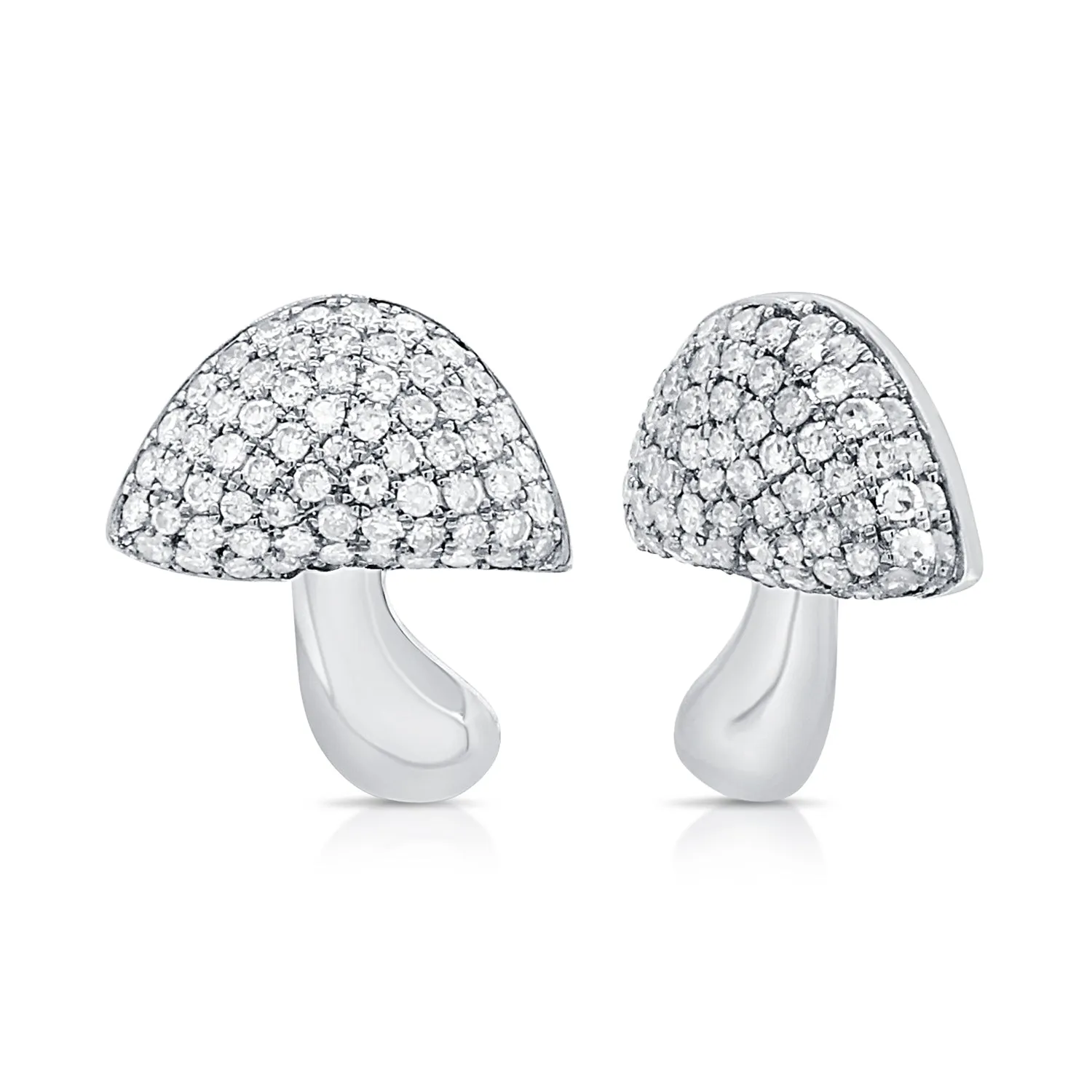14K Gold & Diamond Mushroom Stud Earrings - 0.40ct