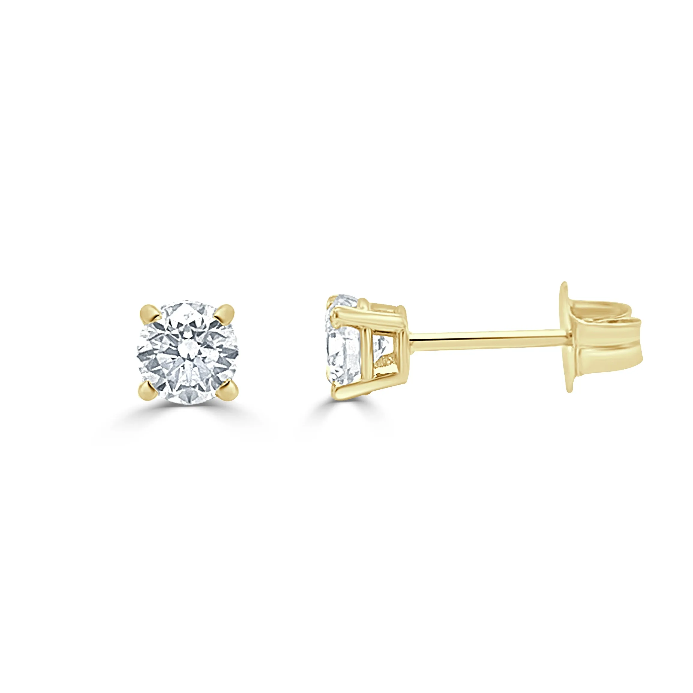 14k Gold & Diamond Round Stud Earrings - 0.61ct