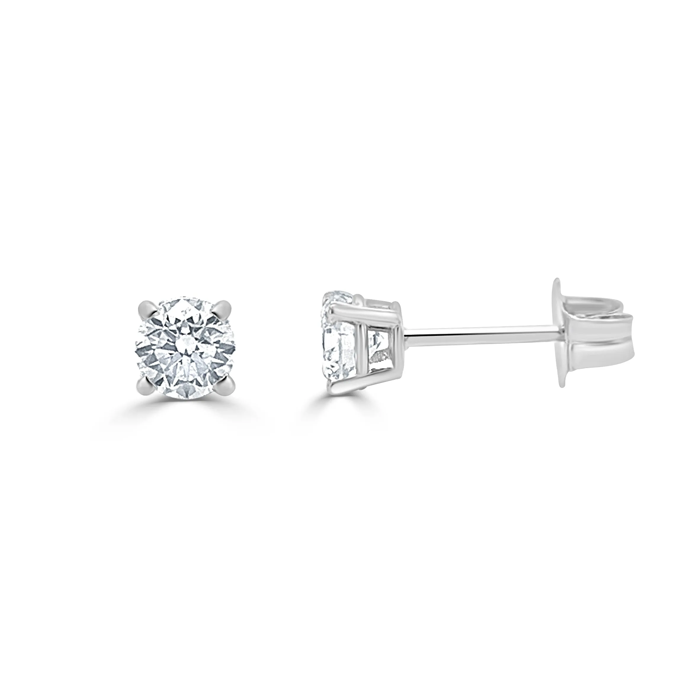 14k Gold & Diamond Round Stud Earrings - 0.61ct
