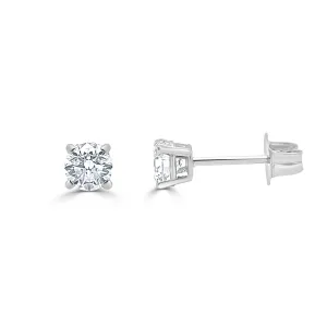 14k Gold & Diamond Round Stud Earrings - 0.61ct