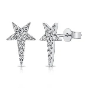 14K Gold & Diamond Star Stud Earrings - 0.30ct