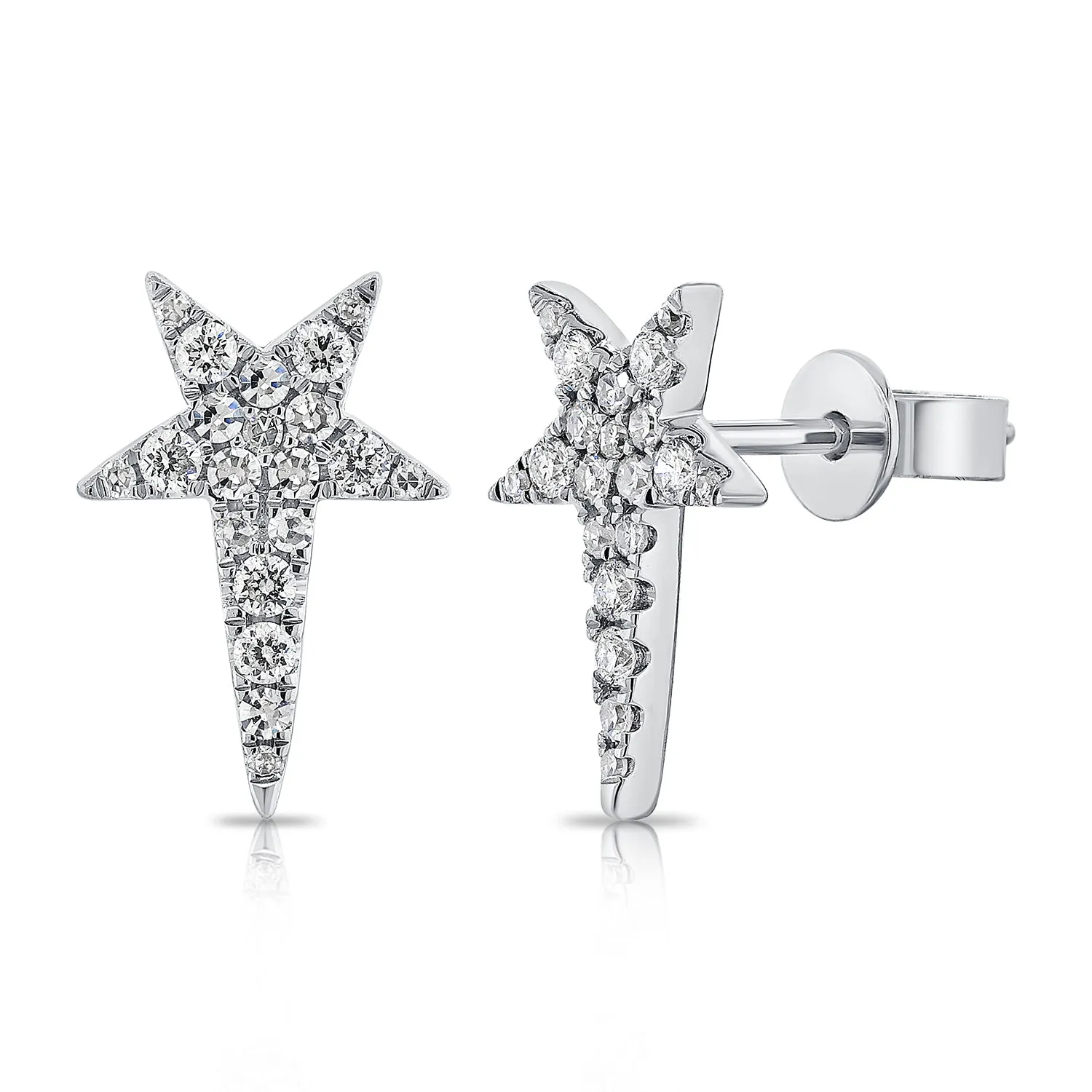 14K Gold & Diamond Star Stud Earrings - 0.30ct
