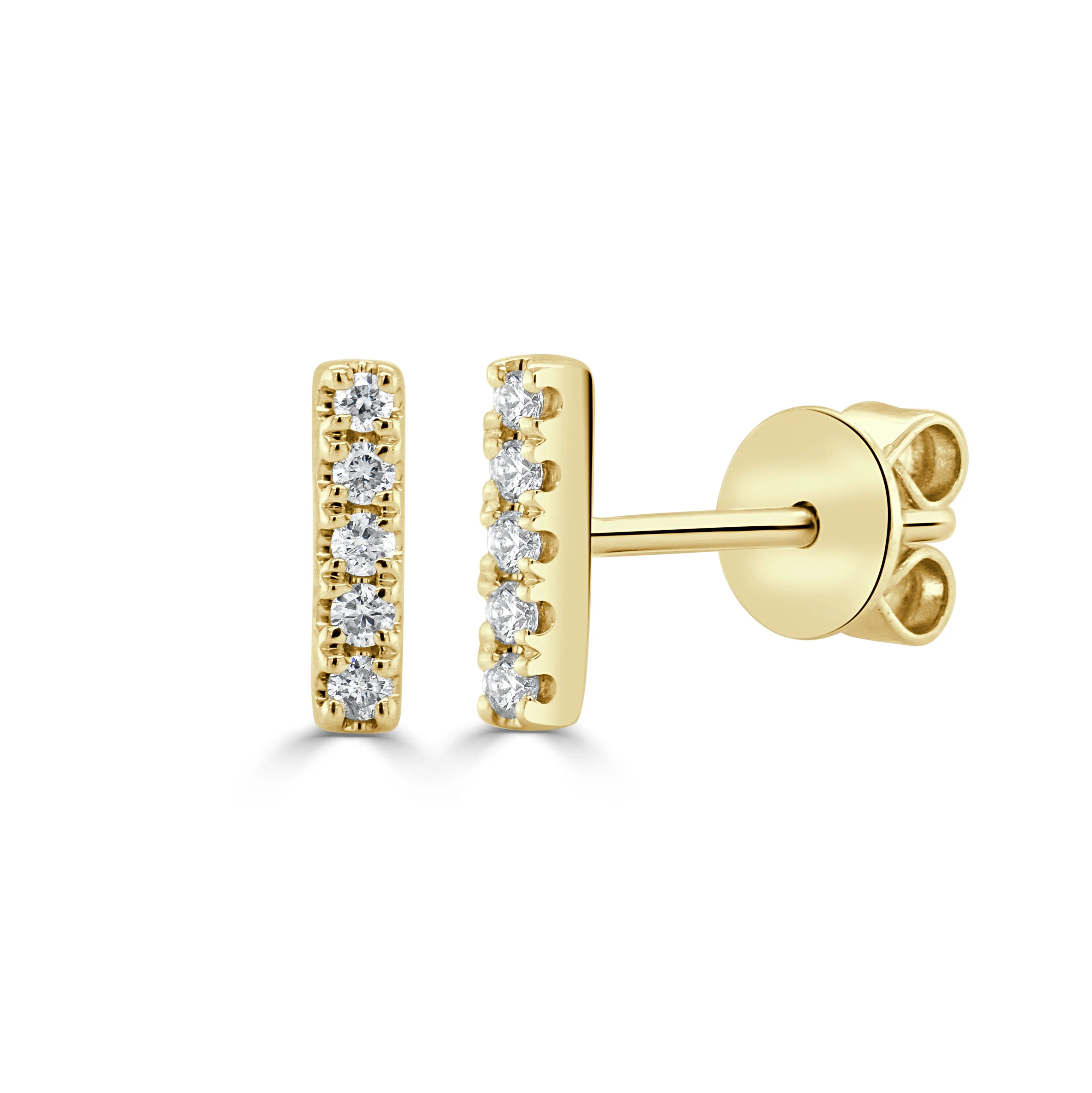 14K Gold & Diamond Tiny Bar Earrings - 0.07ct