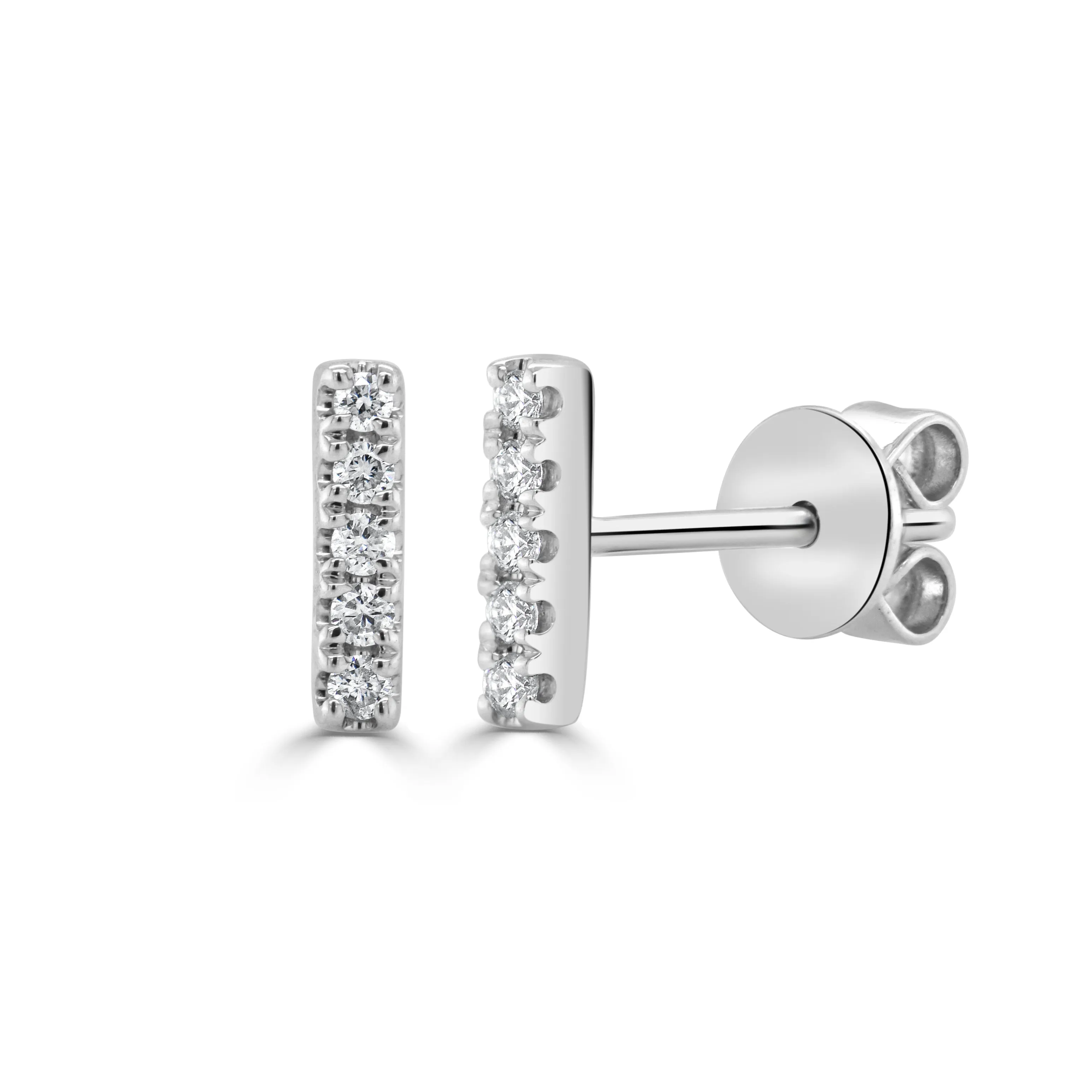 14K Gold & Diamond Tiny Bar Earrings - 0.07ct