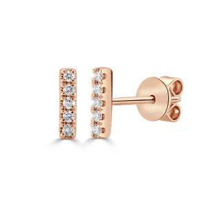 14K Gold & Diamond Tiny Bar Earrings - 0.07ct