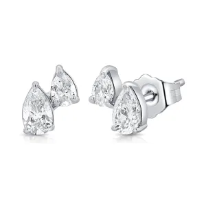 14K Gold & Diamond Two-Stone Pear-Shape Stud Earrings - 0.60ct