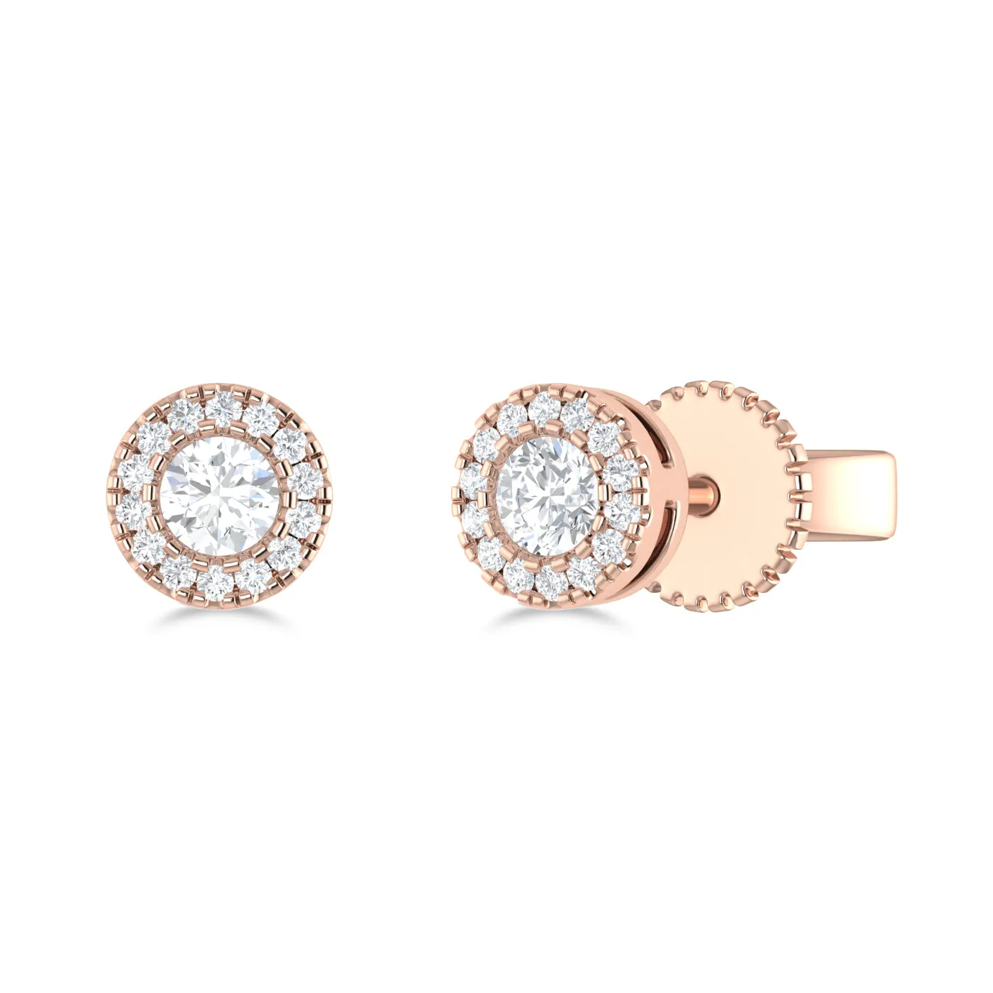 14K Gold Diamond & White Topaz Circle Studs - 0.04ct