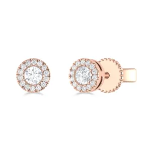 14K Gold Diamond & White Topaz Circle Studs - 0.04ct