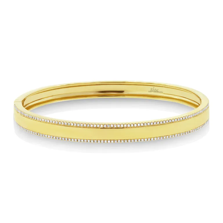 14K Rose Gold Diamond Double Row Bangle