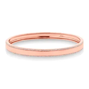14K Rose Gold Diamond Double Row Bangle