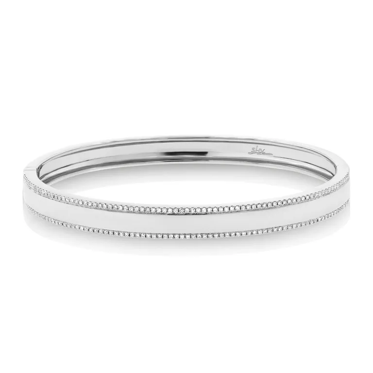 14K Rose Gold Diamond Double Row Bangle