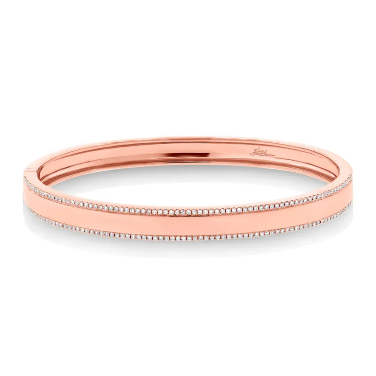 14K Rose Gold Diamond Double Row Bangle