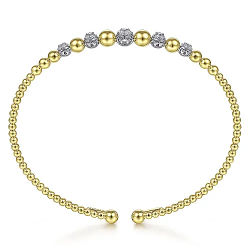 14K White-Yellow Gold Bujukan Diamond Cuff Bracelet