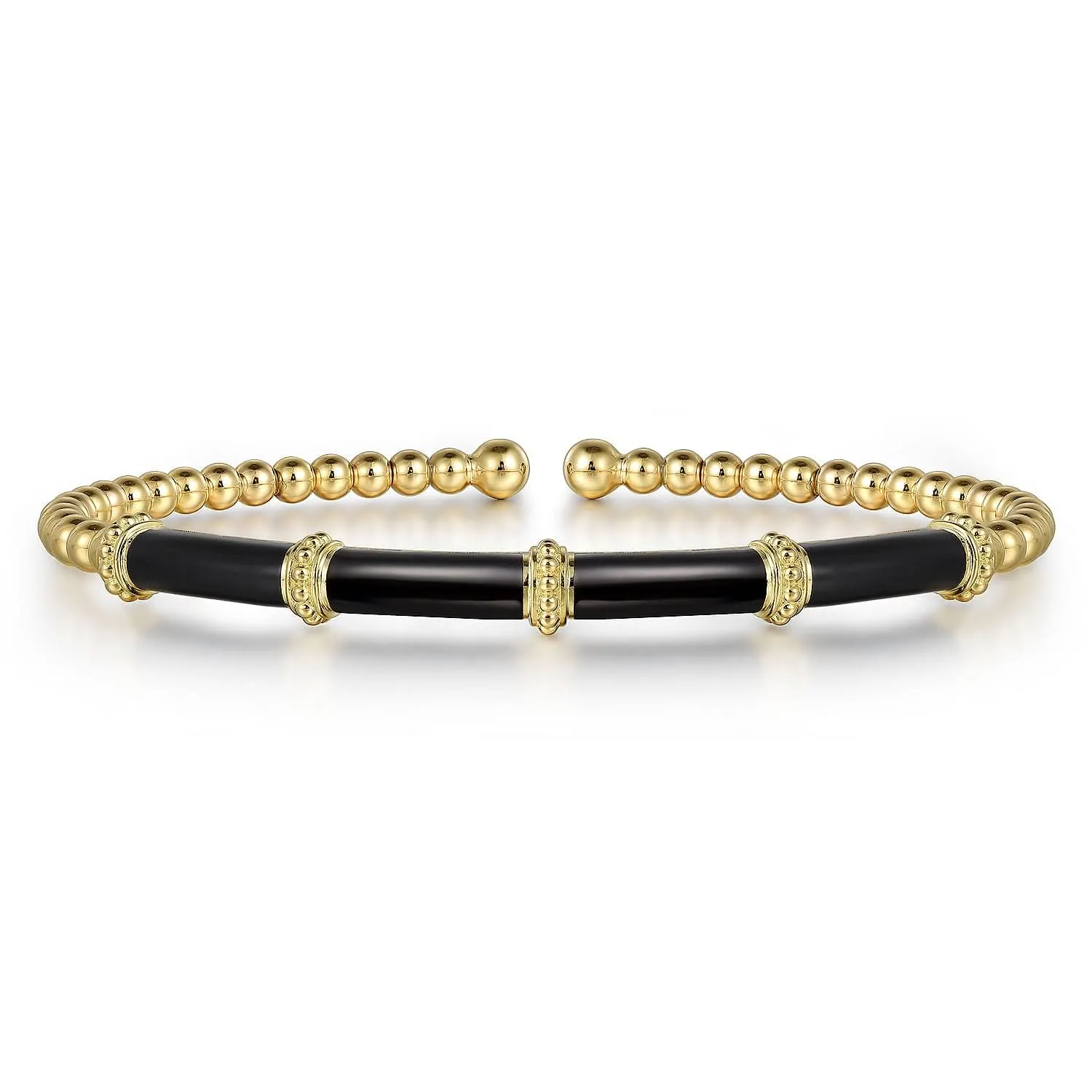14K Yellow Black Enamel Cuff Bracelet