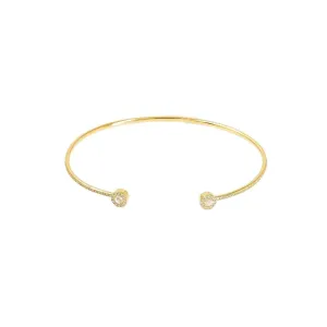 14K Yellow Gold Diamond Bangle W/ VS Diamonds & Circle Accent on Open Cuff