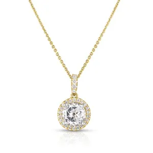 14k Yellow Gold White Topaz and Diamond Necklace
