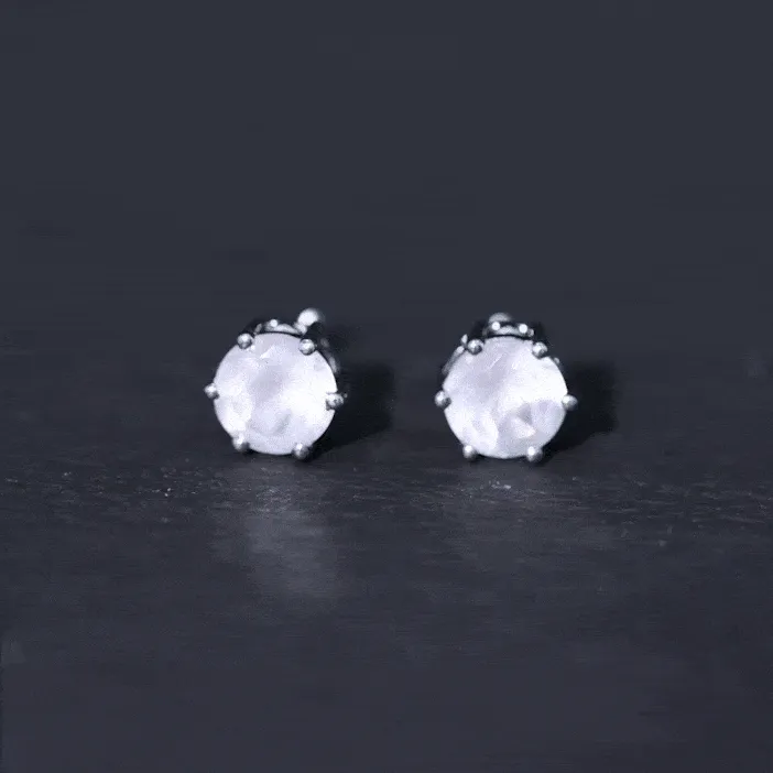 1.5 CT Rose Quartz Solitaire Stud Earrings in Claw Setting