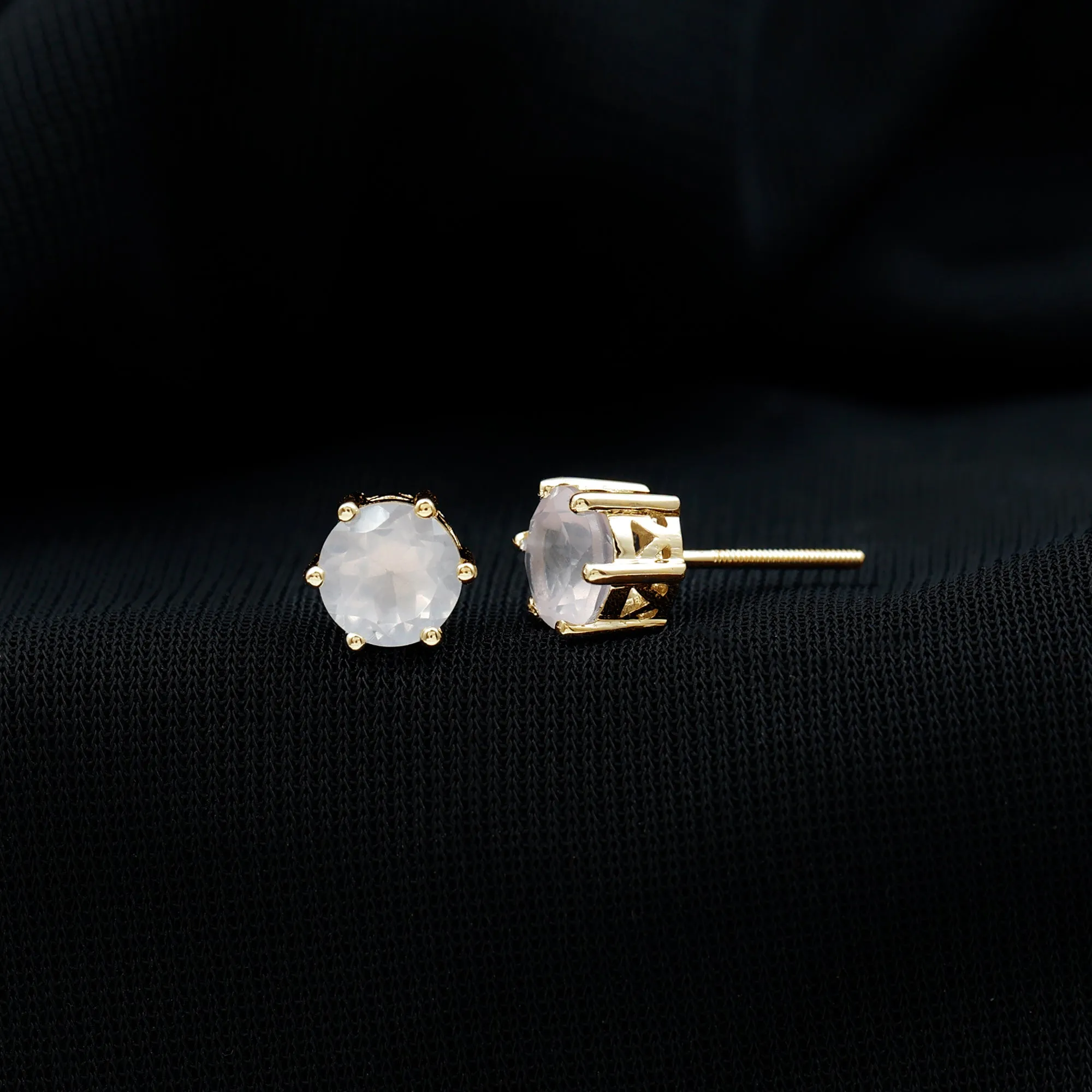 1.5 CT Rose Quartz Solitaire Stud Earrings in Claw Setting
