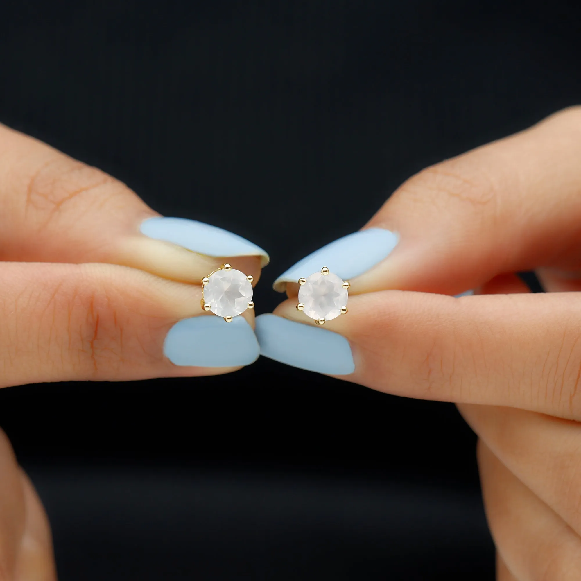 1.5 CT Rose Quartz Solitaire Stud Earrings in Claw Setting