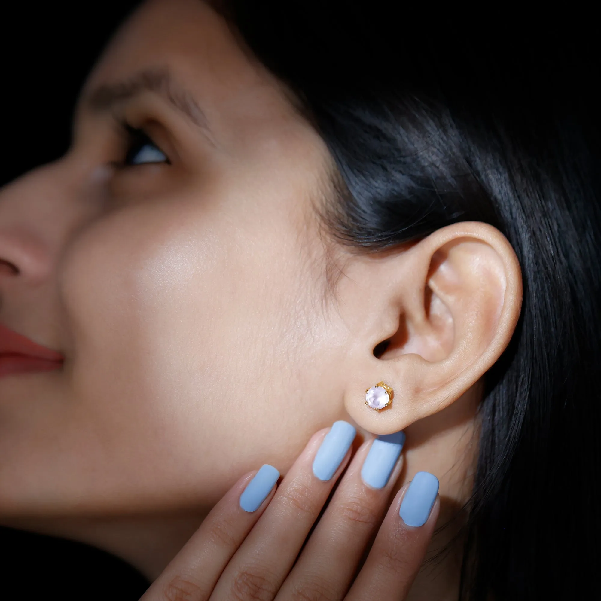 1.5 CT Rose Quartz Solitaire Stud Earrings in Claw Setting