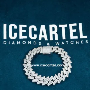 15MM Moissanite Spiked Cuban Link Bracelet 14K Gold