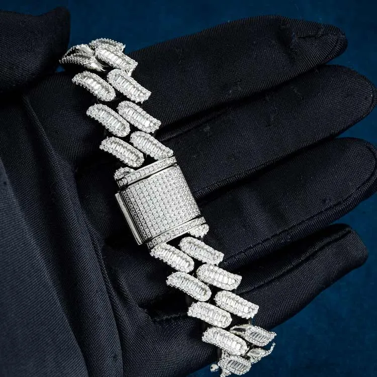 15MM Moissanite Spiked Cuban Link Bracelet 14K Gold