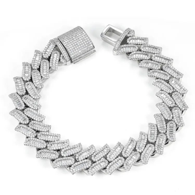15MM Moissanite Spiked Cuban Link Bracelet 14K Gold