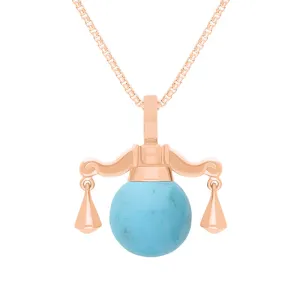 18ct Rose Gold Turquoise Zodiac Libra 8mm Bead Pendant