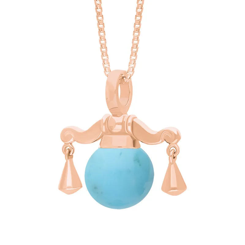 18ct Rose Gold Turquoise Zodiac Libra 8mm Bead Pendant