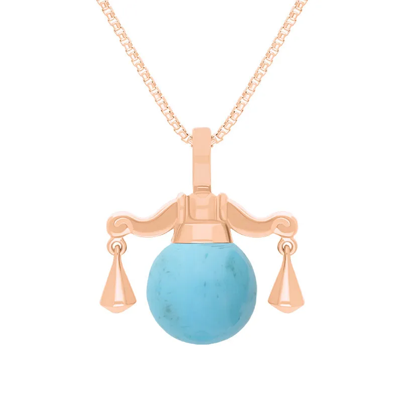18ct Rose Gold Turquoise Zodiac Libra 8mm Bead Pendant