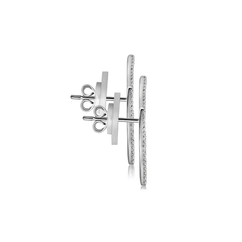 18k Gold Fan Shape Diamond Earring