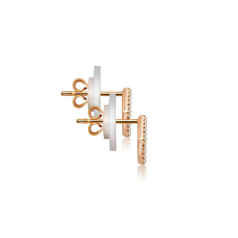 18k Gold Hollow Pentagon Diamond Earring