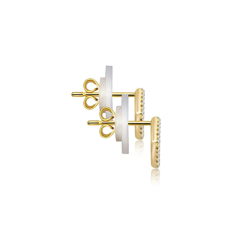 18k Gold Hollow Pentagon Diamond Earring