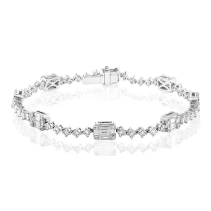 18K WHITE GOLD MIXED CUT DIAMOND BRACELET - 3.45CTW