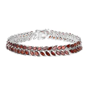 18K White Gold Over Silver Garnet Tennis Bracelet
