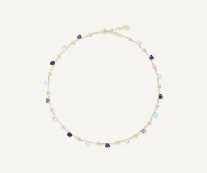 18K Yellow Gold Single-Strand Topaz & Iolite Necklace