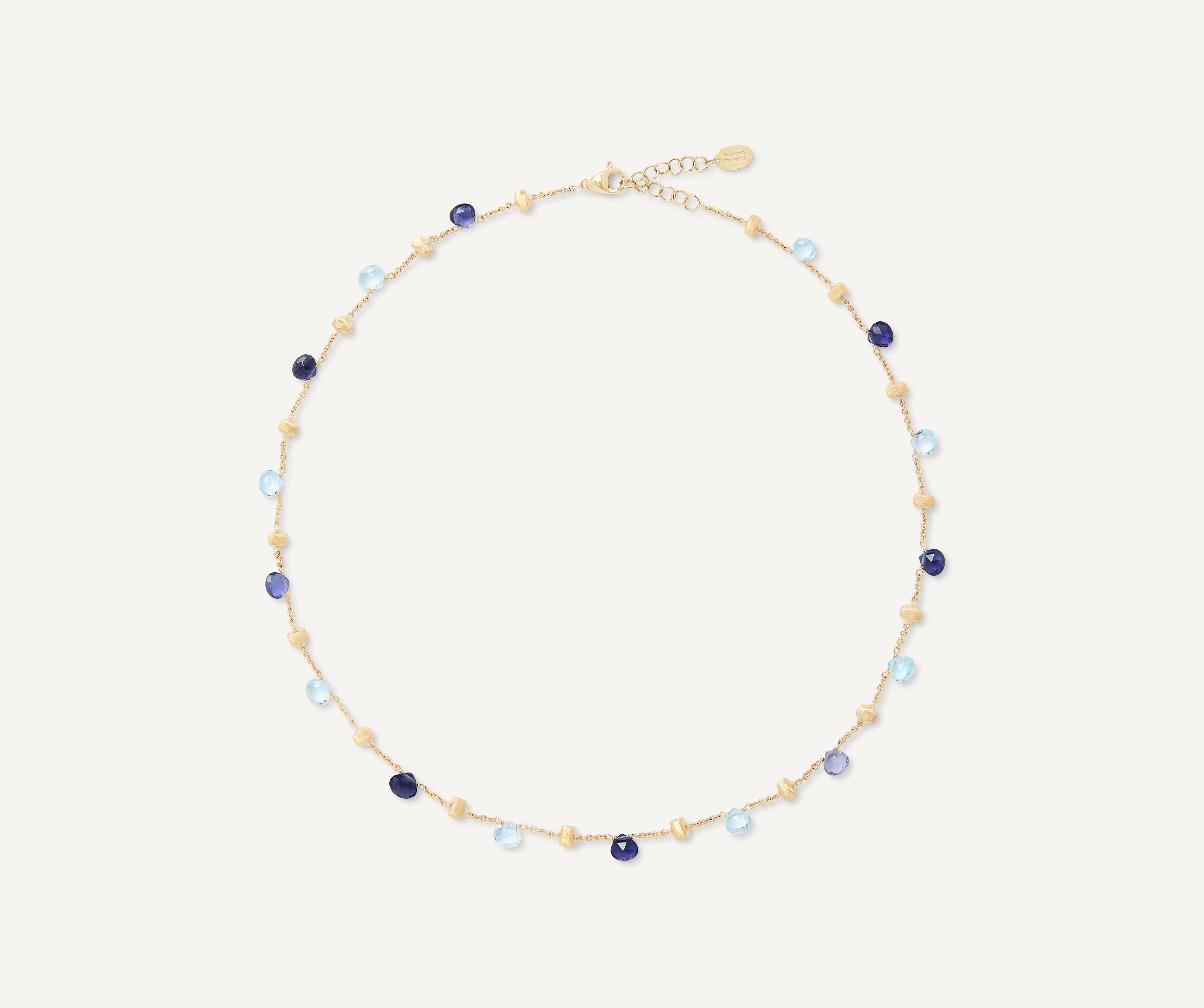18K Yellow Gold Single-Strand Topaz & Iolite Necklace
