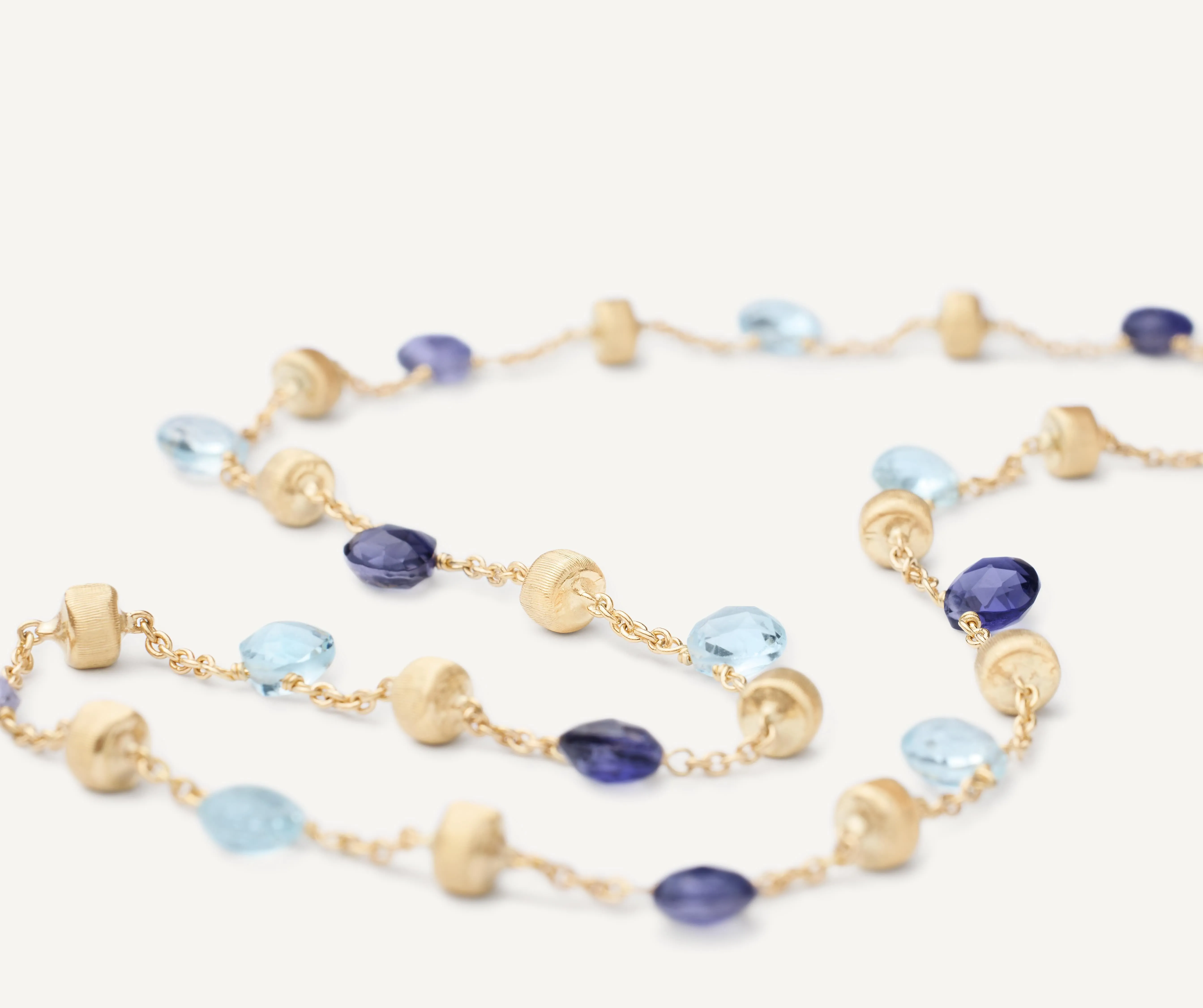 18K Yellow Gold Single-Strand Topaz & Iolite Necklace