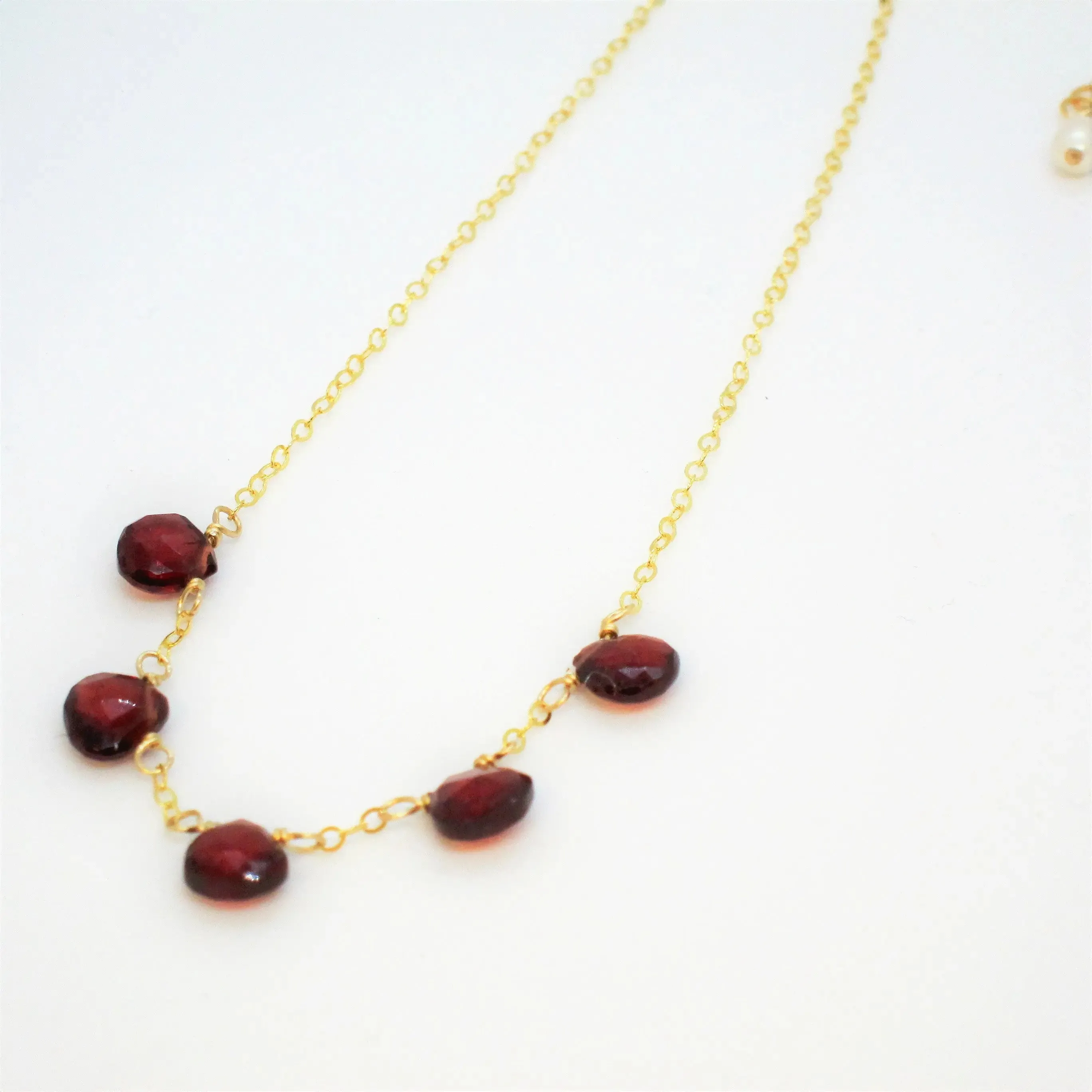 5 Drop Garnet Necklace