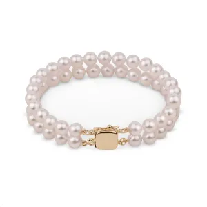 6.0-6.5 mm Double Strand White Akoya AAA Pearl Bracelet